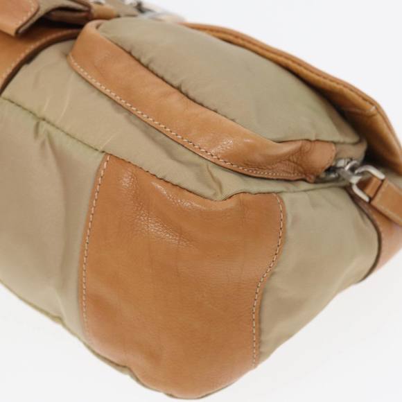 PRADA Shoulder Bag Nylon Leather Beige Auth bs16409 - Picture 7 of 16